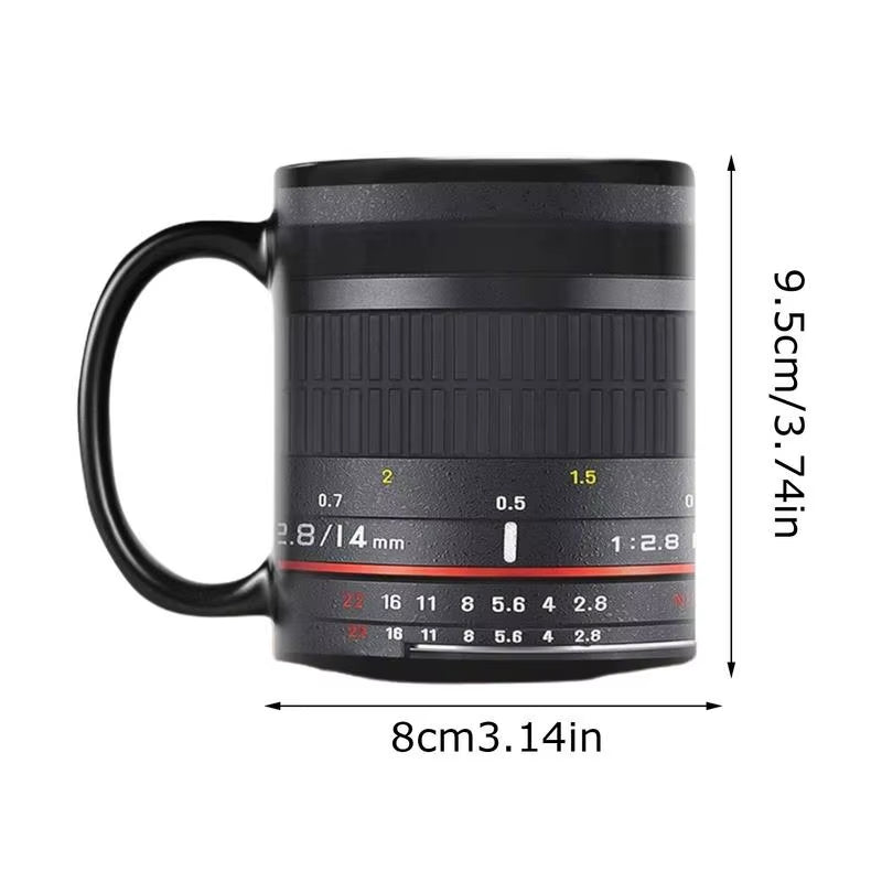Camera Lens Coffee Mug Ceramic Camera Mug for Desk Funny Coffee Mug for Women and Men Tea Mug Christmas Birthday Cool Photograph
