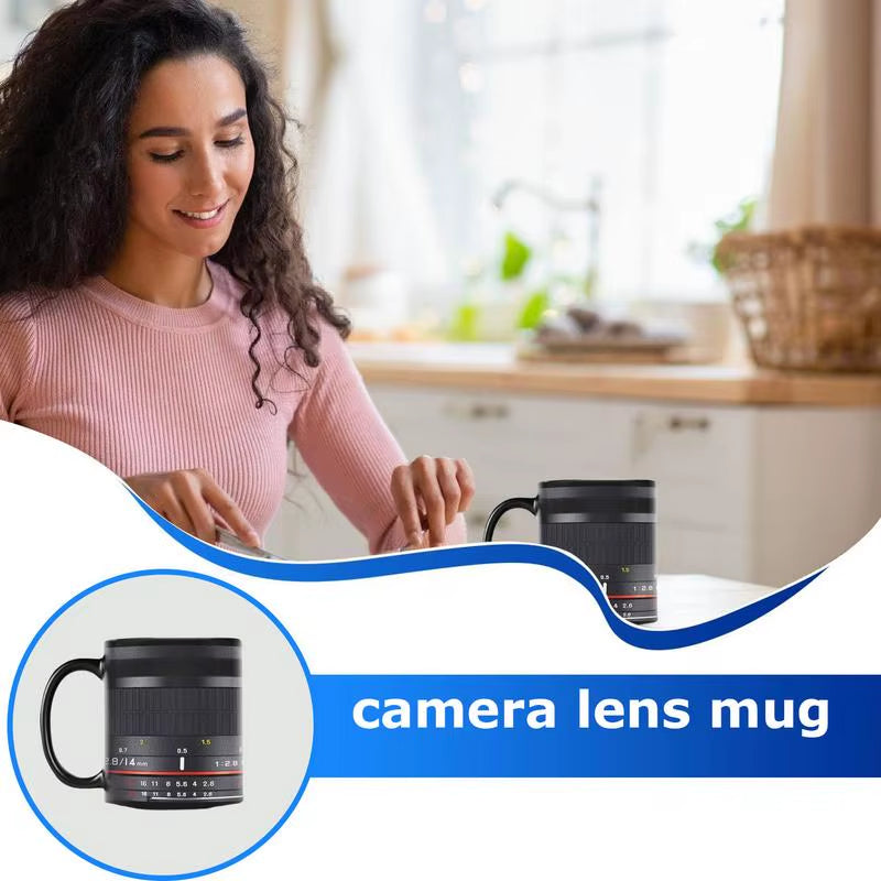Camera Lens Coffee Mug Ceramic Camera Mug for Desk Funny Coffee Mug for Women and Men Tea Mug Christmas Birthday Cool Photograph