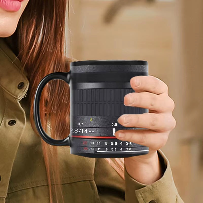 Camera Lens Coffee Mug Ceramic Camera Mug for Desk Funny Coffee Mug for Women and Men Tea Mug Christmas Birthday Cool Photograph