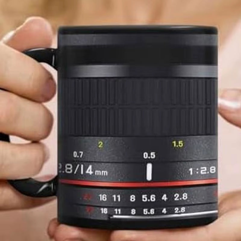 Camera Lens Coffee Mug Ceramic Camera Mug for Desk Funny Coffee Mug for Women and Men Tea Mug Christmas Birthday Cool Photograph