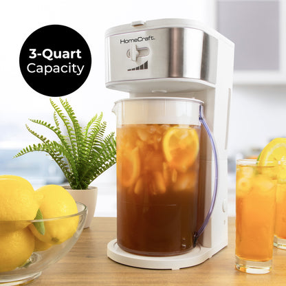 Home Craft Electric Iced Tea Maker Double Insulated Cold Brew Coffee & Sweet Tea Pitcher, 3 Qts