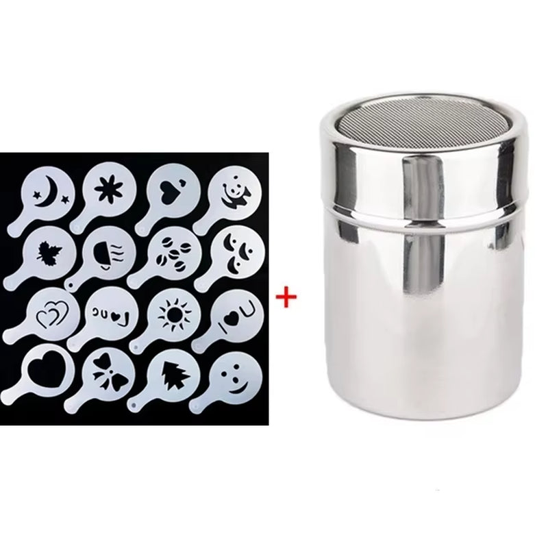 Cappuccino Mold Stainless Steel Coffee Shaker Fancy Coffee Printing Model Coffee Sifter Tool Chocolate Cocoa Coffee Accessories