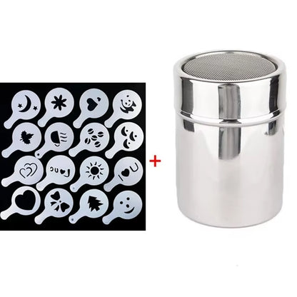 Cappuccino Mold Stainless Steel Coffee Shaker Fancy Coffee Printing Model Coffee Sifter Tool Chocolate Cocoa Coffee Accessories