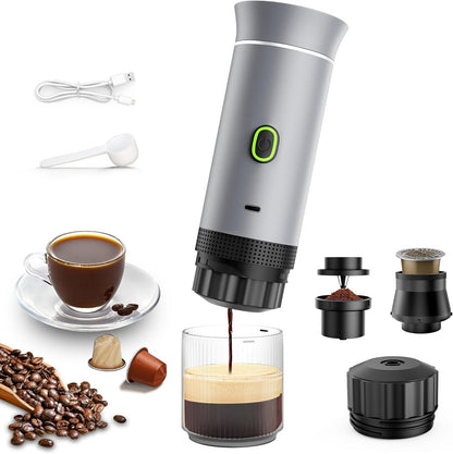 Portable Wireless Electric Espresso Coffee Machine for Travel &Car &Home Camping Coffee Maker 3-In-1 Capsule Powder Coffee Maker