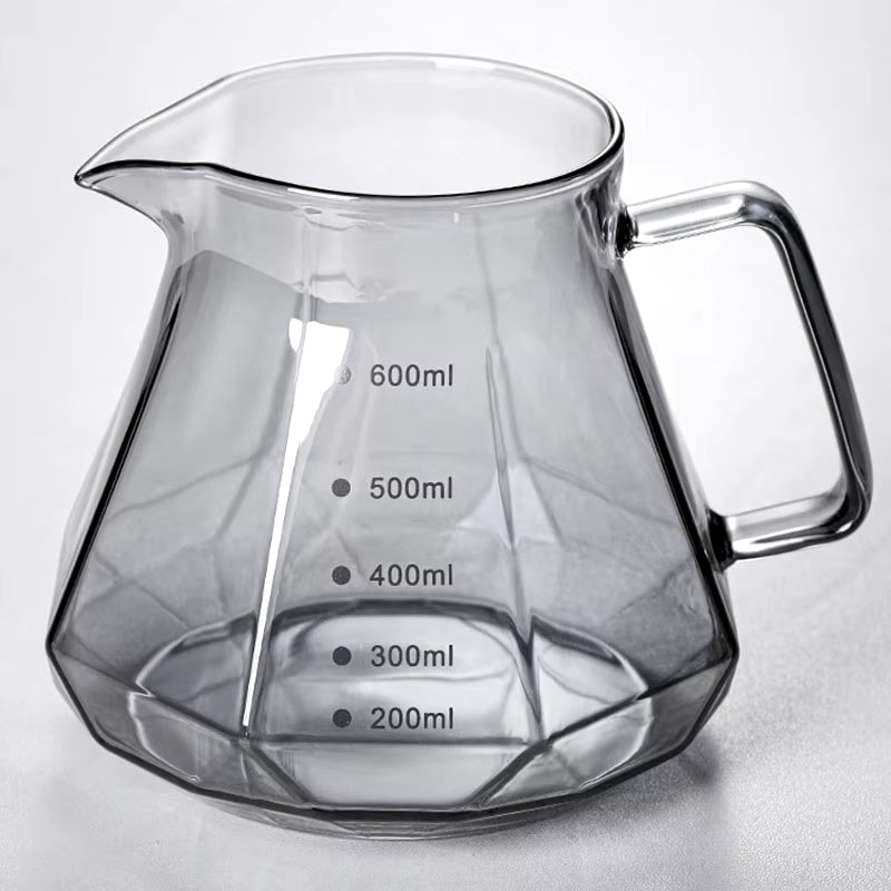 Espresso Glass Carafe Coffee Pot, Pour over Coffee Filter Kettle - 400Ml 600Ml Diamond Glass Coffee Sharing Pot