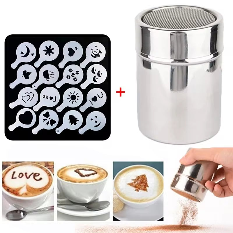 Cappuccino Mold Stainless Steel Coffee Shaker Fancy Coffee Printing Model Coffee Sifter Tool Chocolate Cocoa Coffee Accessories