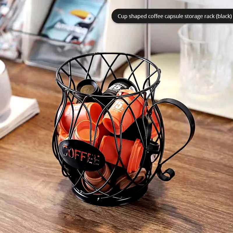 1Pc Coffee Pod Holder Large Capacity Cup Coffee Pod Organizer Coffee Creamer Container Coffee Pod Storage Cup Mug Shape Coffee