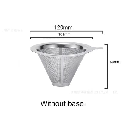 Reusable Coffee Filter Holder Double Layer Stainless Steel Coffee Tea Strainer Coffee Accessories Coffee Making Tool