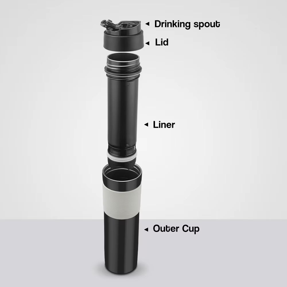 Icafilas 350ML Coffee Tea Portable French Press Coffee Maker Coffee Bottle Insulated Travel Mug Hand Pressure Coffee Pot for Car